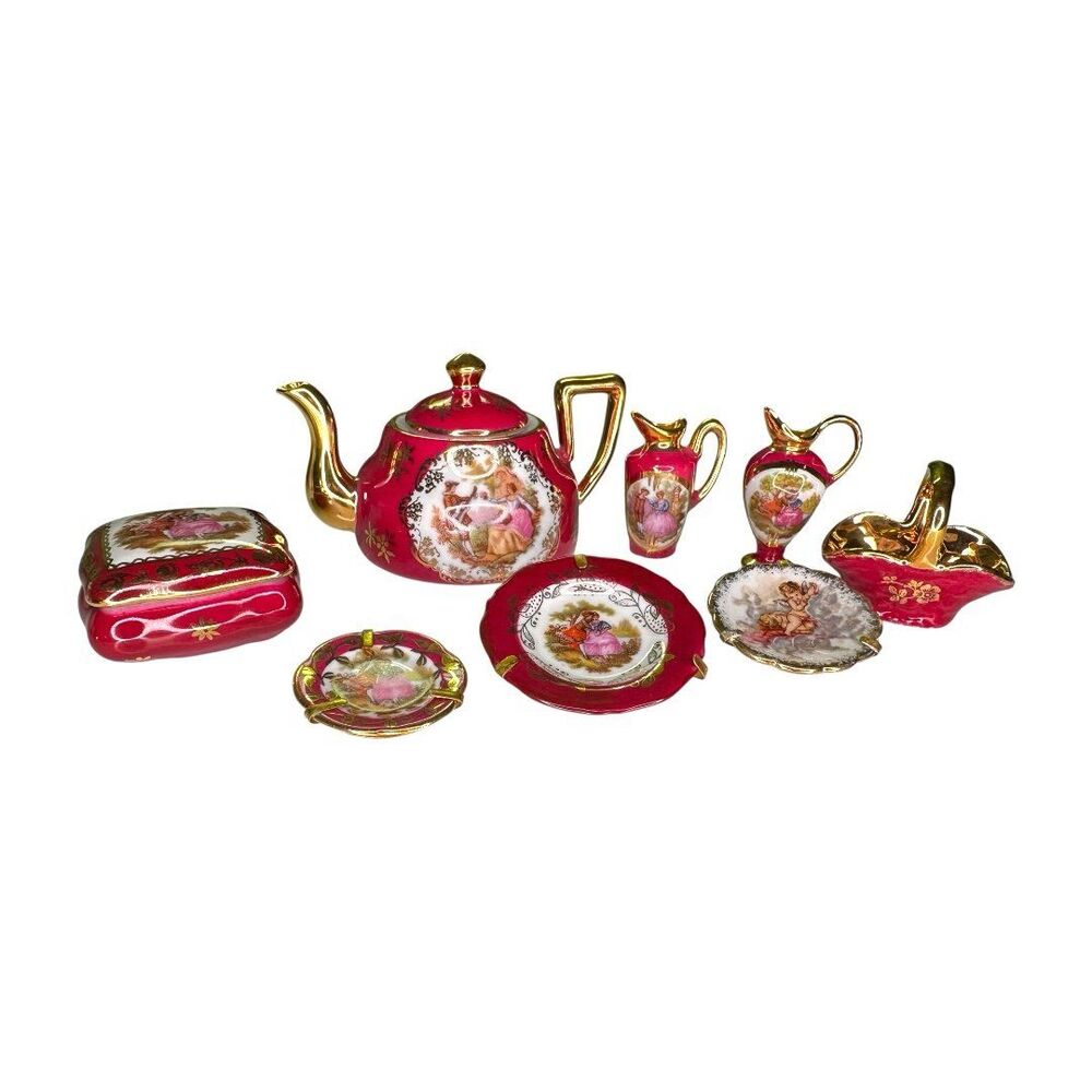 Exquisite Limoges France Miniature Porcelain Tea/Vanity Set